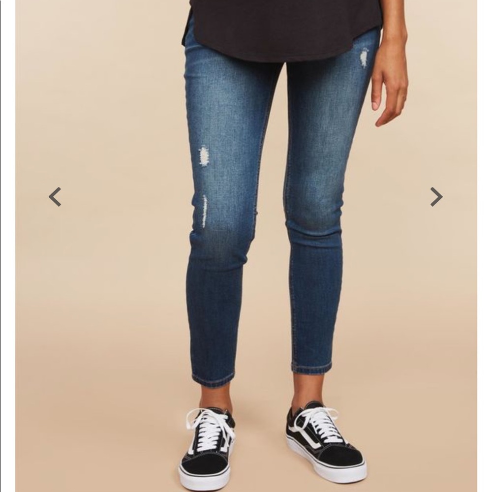 Indigo Blue Skinny Leg Side Panel Maternity Jeans